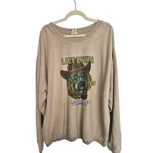 Lone Rock Lariat Lodge Brewing Co Shirt Sweater Tan Sweater Lazy Eyepa Men XL